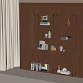 Modern Wooden Bookcase with Multiple Shelves Drawers Books and Decorative Items in Natural Light