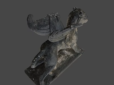 Game and Movie Fantasy Character Black Winged Mythical Creature Sculpture with Detailed Texture 3d model