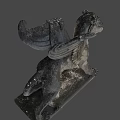Game and Movie Fantasy Character Black Winged Mythical Creature Sculpture with Detailed Texture
