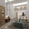 Book Art Inspired Modern Library Space With Bookshelves Work Desk Computer Printer And Staircase