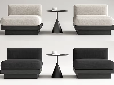 Gray And Black Casual Sofa Set With Fabric Upholstery And Small Side Tables 3d model