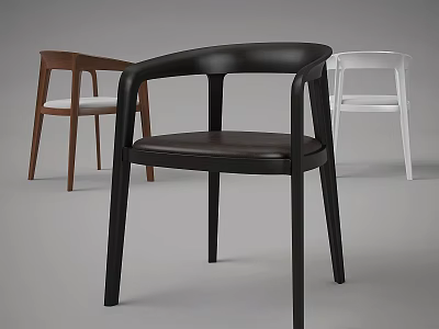Modern Leisure Chair with Black Brown White Colors Wooden Frame and Upholstered Seat 3d model