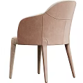 Modern Beige Leather Dining Chair With Curved Backrest And Slim Legs