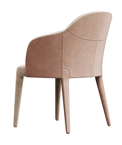 Modern Beige Leather Dining Chair With Curved Backrest And Slim Legs 3d model