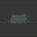 Green Outdoor Tent Furniture Design with White Panels and Support Poles