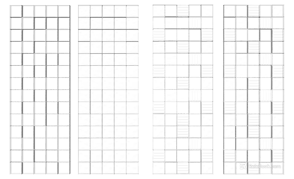 Modern Room Dividers With Grid Patterns And Various Designs For Interior Partition 3d model 