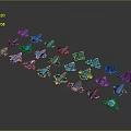 Colorful Paper Airplanes Arranged On Gray Background With Blue Purple And Orange Hues
