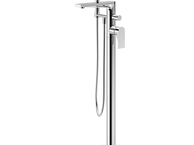 Modern Floor Mounted Faucet With Handheld Shower And Chrome Finish Design Style 3d model
