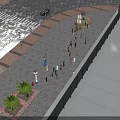 Modern Office Building Exterior With Glass Curtain Wall Curved Design Urban Street And Pedestrians