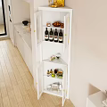 Modern White Storage Cabinet With Multiple Shelves For Kitchen Wine Bottles And Dishes