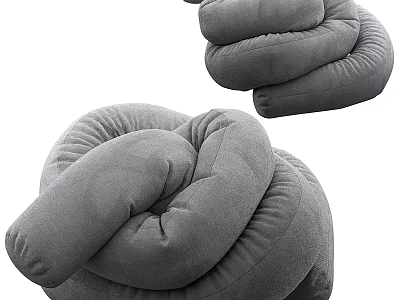 Modern Gray Knotted Single Seater Sofa With Plush Velvet Comfort Design 3d model
