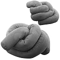 Modern Gray Knotted Single Seater Sofa With Plush Velvet Comfort Design
