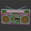 Vintage Silver Radio Cassette Player With Dual Speakers Antennas Control Panel And Tape Deck