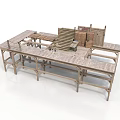Wooden Display Shelves With Multiple Layers Varied Heights And Platform Design
