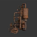 Industrial Processing Equipment With Green Brown Pipes Valves And Tanks