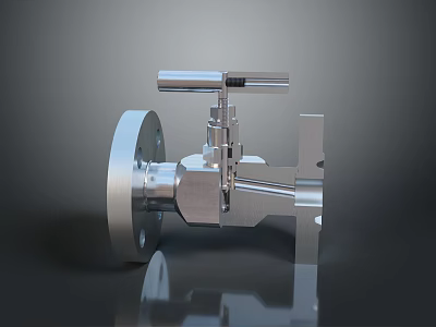 Industrial Stainless Steel Valve With Flange Connection And Manual Handle Design 3d model
