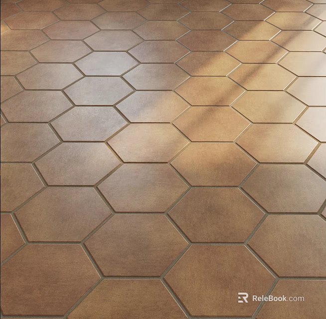Hexagonal Floor Tiles With Warm Tones And Uniform Arrangement 3d model 
