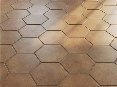 Hexagonal Floor Tiles With Warm Tones And Uniform Arrangement 3d model