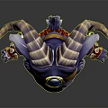 Purple Horned 3D Character Creature With Golden Horns Beard Blue Gem Earrings And Decorative Outfit