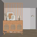 Nordic-Quiet Partition Shoe Cabinet 3d model