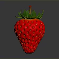 Juicy Fresh Ripe Red Strawberry With Green Leaves On Black Background