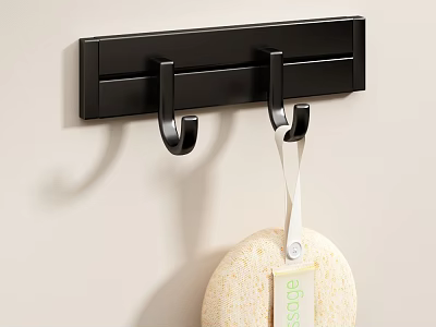 Black Wall Mounted Hook With Hanging Sponge For Daily Washing Needs 3d model