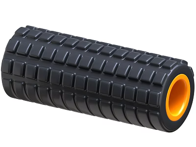 Black Foam Roller with Textured Surface and Orange Core for Muscle Relaxation and Fitness Recovery 3d model