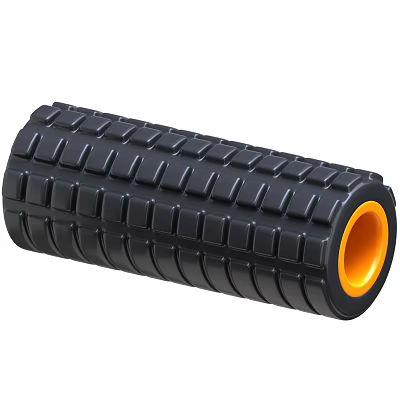 Black Foam Roller with Textured Surface and Orange Core for Muscle Relaxation and Fitness Recovery 3d model