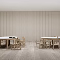 Modern wind log kindergarten table and chair combination 3d model