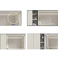 Round Illuminated Mirror For Modern Bathroom With Storage Cabinet And Shelves