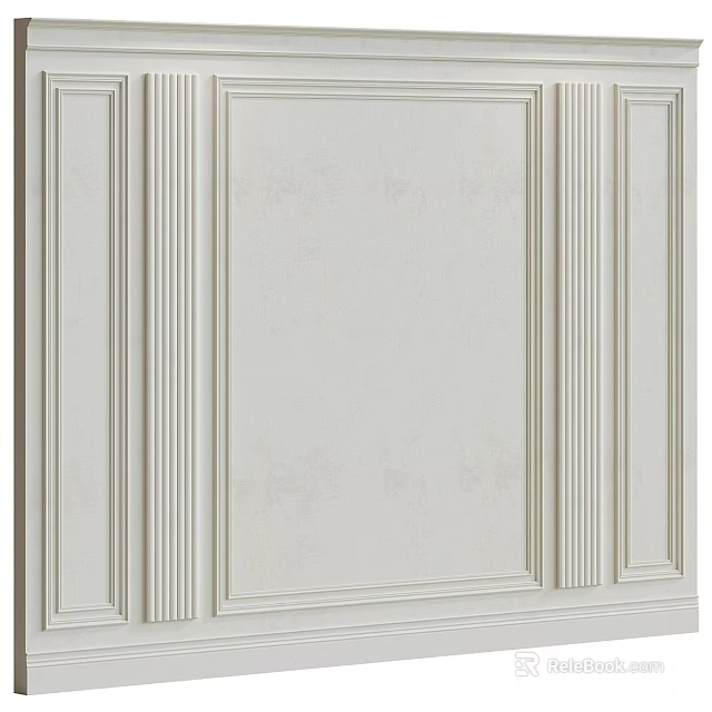Modern White Wall Panel Design With Decorative Mouldings And Clean Lines 3d model 