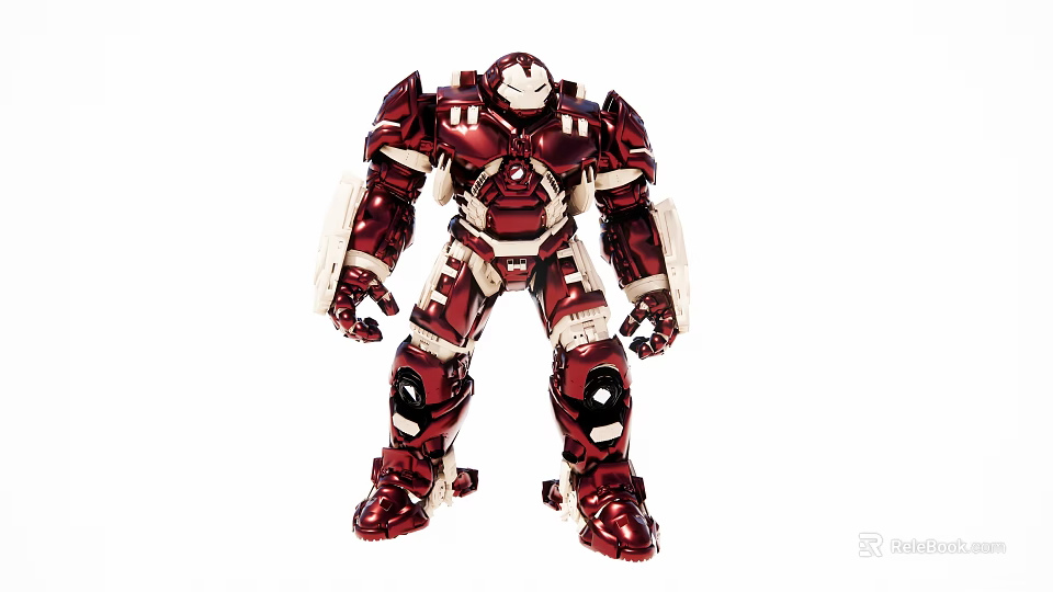 Smart Machine Red Armor Robotic Figure With Mechanical Joints And Metallic Design 3d model 