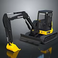 John Deere Black Yellow Excavator With Tracks And Front Bucket Construction Model