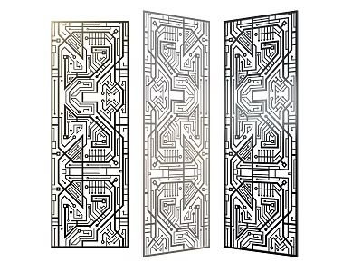 Modern Decorative Room Dividers With Intricate Geometric Laser Cut Patterns 3d model