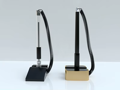 Modern Desk Pen With Black Gold Base Metal Body Coiled Cable On White Surface 3d model