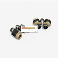 Vintage Black And Gold Binoculars With Leather Wrapped Body And Metal Optic Lenses