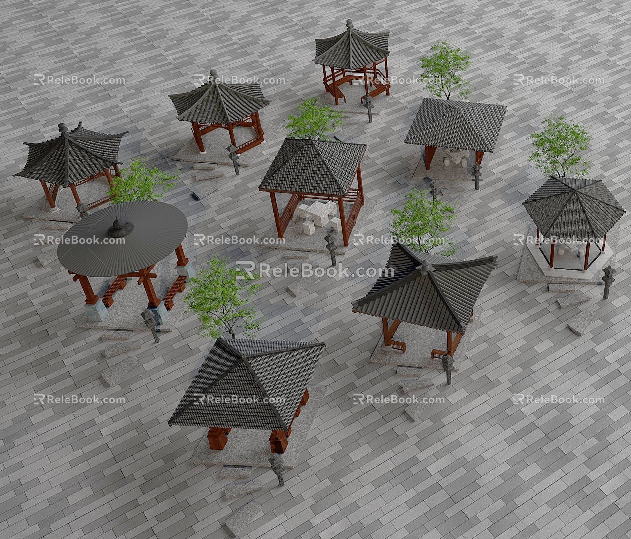 Chinese style pavilion landscape pavilion leisure pavilion four corner pavilion 3d model