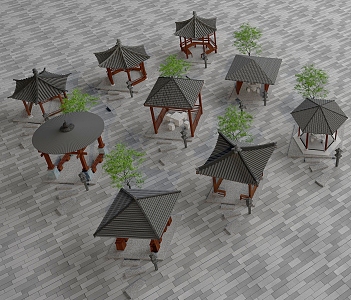 Chinese style pavilion landscape pavilion leisure pavilion four corner pavilion 3d model