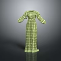 Green Striped Long Sleeved Dress With Flowy Silhouette And Timeless Style