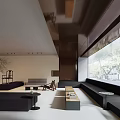 Spacious Modern Minimalist Living Room With Floor To Ceiling Window And Comfortable Elegant Furnishings