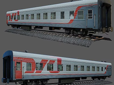 Technology Exhibition Hall Displaying Blue White Red DVL Train Model On Railway Track 3d model