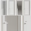 Modern Interior Hinged Doors Featuring Louvered Design And Glass Panel Details 3d model