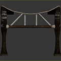 Traditional Wooden Stool Featuring Curved Seat Carved Legs And Crossed Support Structure