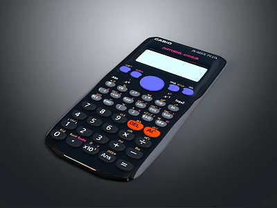 Casio Scientific Calculator As Daily Essential With Black Body Colorful Buttons And Clear Screen 3d model