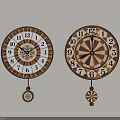 Wall Mounted Wooden Clocks With Numeric Dials And Decorative Pendulums 3d model