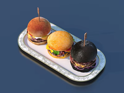 Hamburger Bread Dessert Biscuits Big Cake 3d model