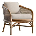 Modern Rattan Leisure Chair With Wooden Frame And Light Comfortable Cushion
