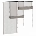 Adjustable Gray Mesh Venetian Blinds With Fabric Slats And Pull Cords For Windows 3d model