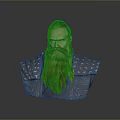 Detailed Male Bust Sculpture With Long Orange Beard And Intricate Patterned Clothing
