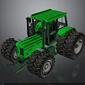 Green Tractor With Large Tires And Modern Cab Design For Farming Operations